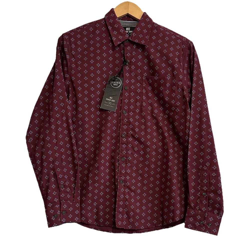 MBX Premium Goods Shirt Men S 100% Cotton Button Up Merlot Peach Poplin